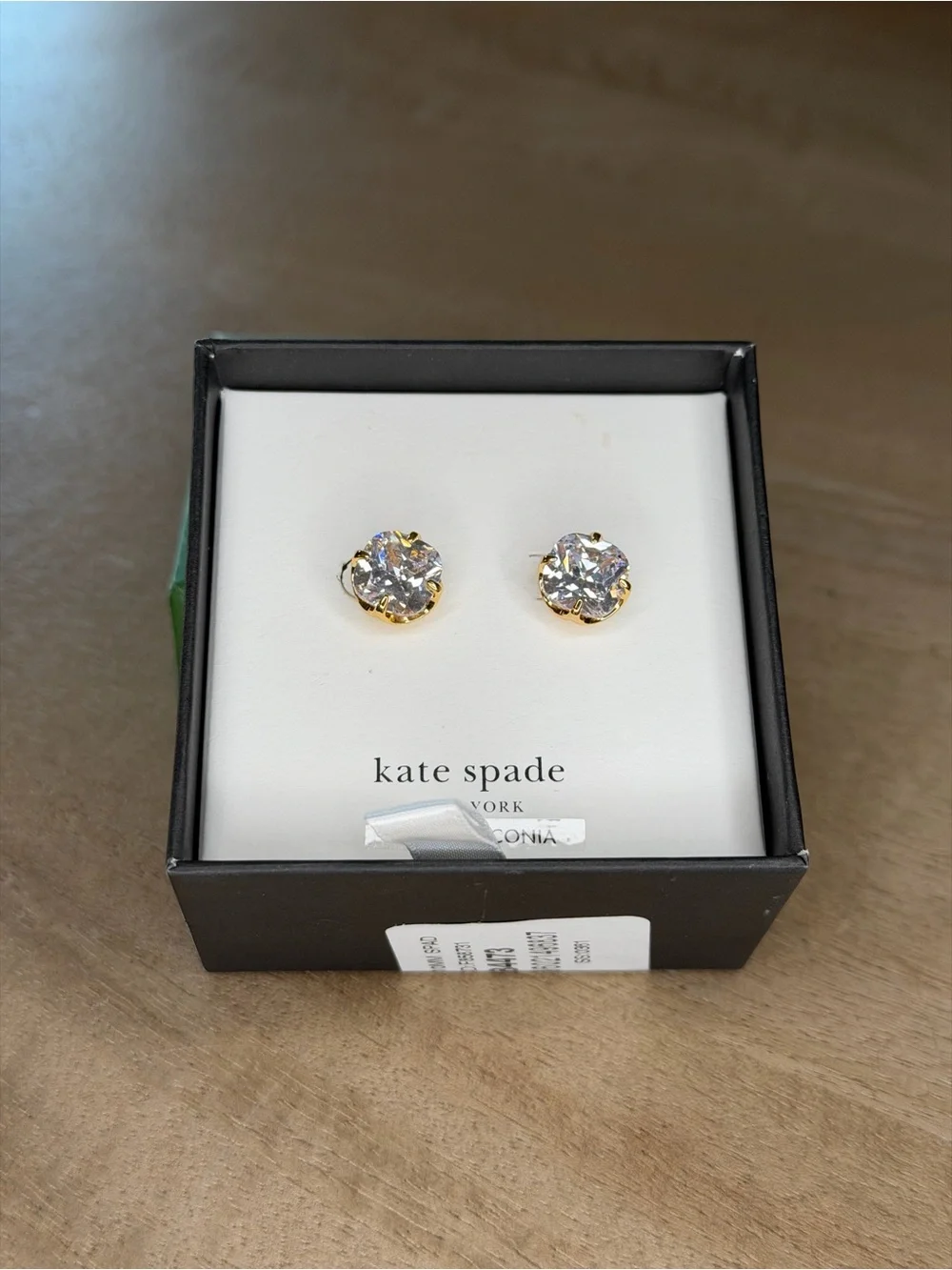 Kate Spade Gold and Clear Cubic Zirconia Stud Earrings